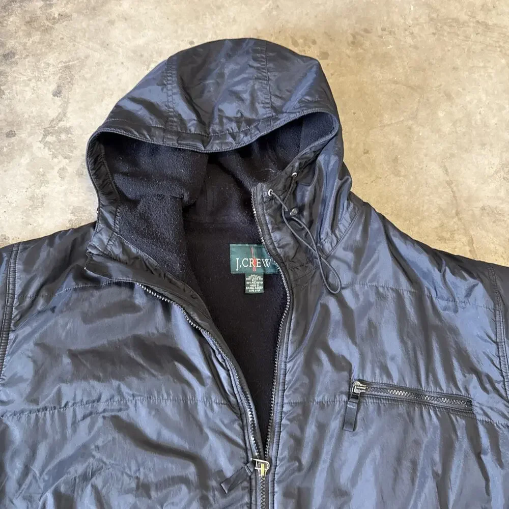 J CREW EXPEDITION DOWN PUFFER JACKET Black Soft Shell‎ Vintage Mens Large Tall